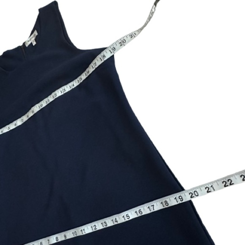 Monteau Women's L Navy Lined Sleeveless Above Knee Scalloped Hem Relaxed Dress - Picture 10 of 14